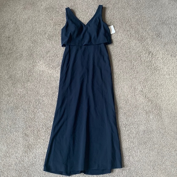 Jenny Yoo Sleeveless V Neck Crepe Bridesmaid Dress In Midnight size 8 - Picture 1 of 6